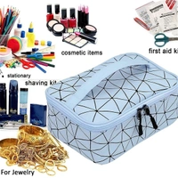 Blue Diamond Print Zipper Cosmetic Bag