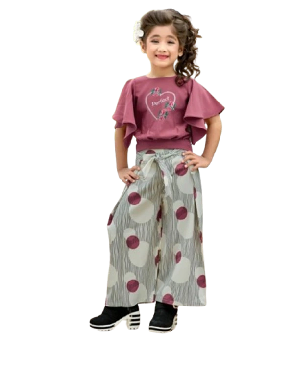 Thread Work Top With  Digital Print Plazzzo - 26, Hollywood Cerise