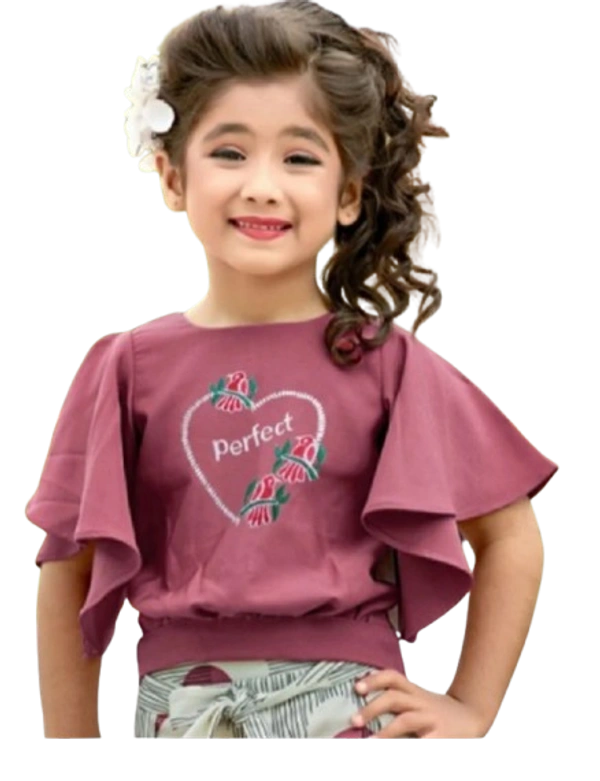 Thread Work Top With  Digital Print Plazzzo - 26, Hollywood Cerise