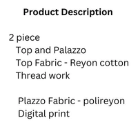 Thread Work Top With  Digital Print Plazzzo - 26, Hollywood Cerise