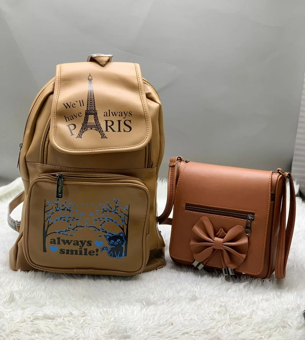 Printed Design Backpack And Sling Bag Combo For women And Girls