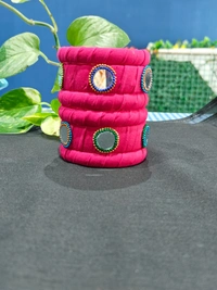 Sunflower Bangle Set of 6 - 2.4, Rani Pink/ Hot Pink