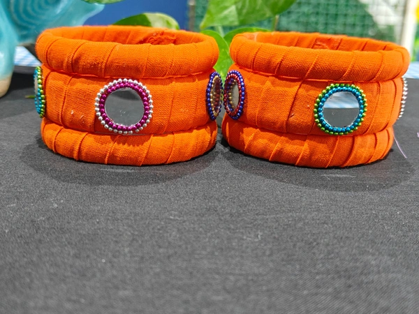 Sunflower Bangle Set of 6 - 2.6, Bright Orange