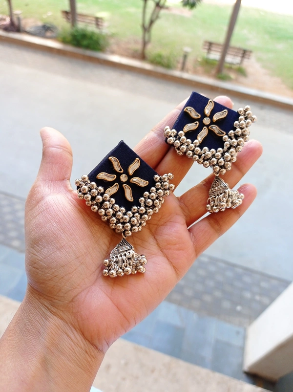 Kiran Earrings - Navy Blue
