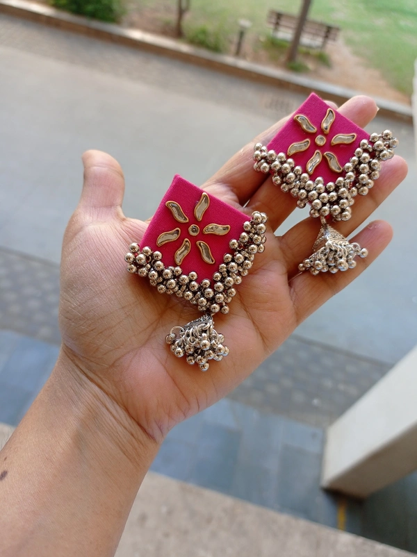 Kiran Earrings - Rani Pink