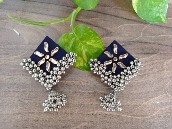 Kiran Earrings - Navy Blue