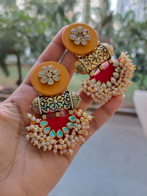 Aarya Earrings - Yellow & Red