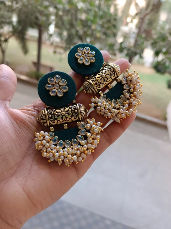 Aarya Earrings - Bottle Green/ Dark Green
