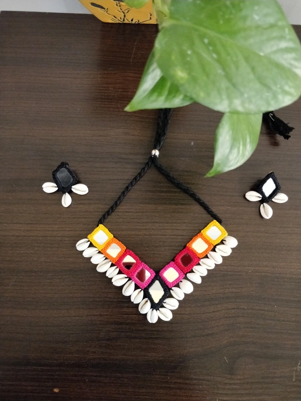 Kaavya - Multi colored mirror set - Multi Colour