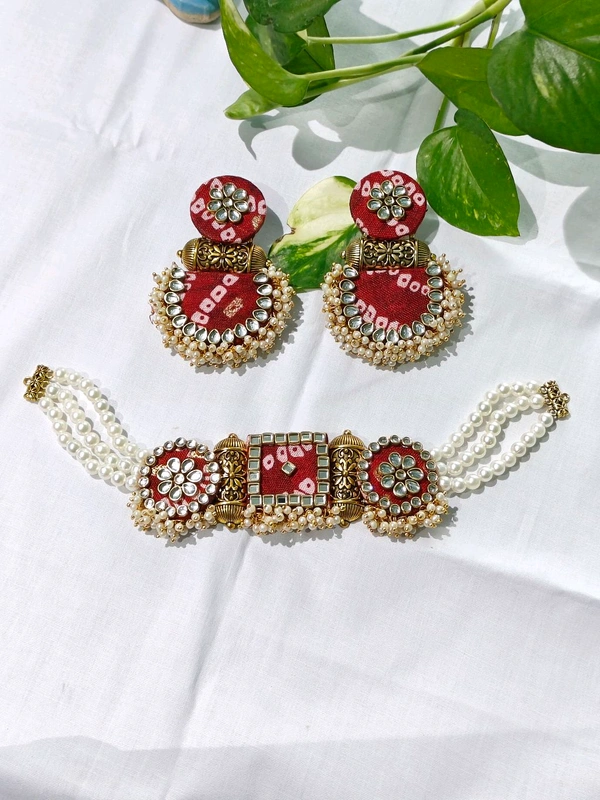 Mira Bandhani Set - Maroon bandhani