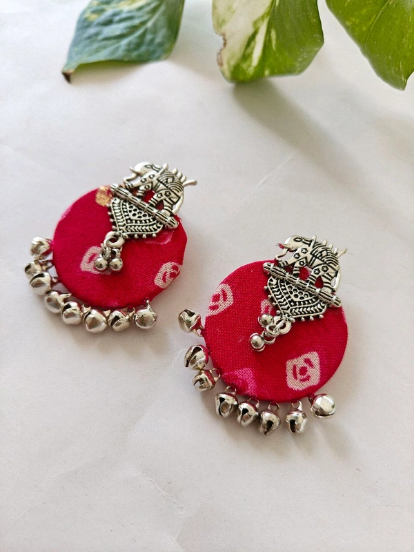 Gajraj Earrings - Bright Pink Bandhej