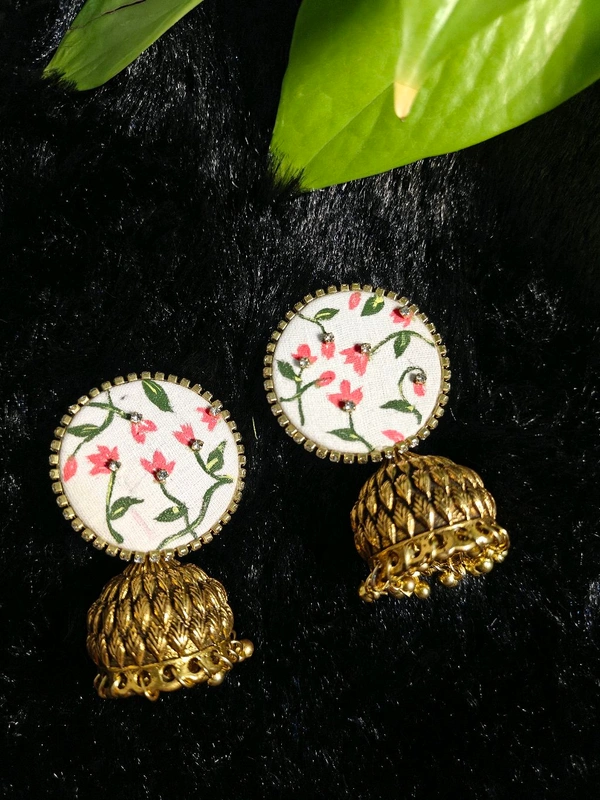 Indivarini Lotus Jhumka  - White