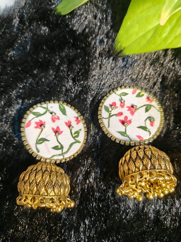 Indivarini Lotus Jhumka  - White