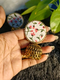 Indivarini Lotus Jhumka  - White