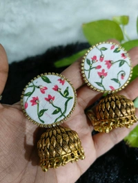Indivarini Lotus Jhumka  - White