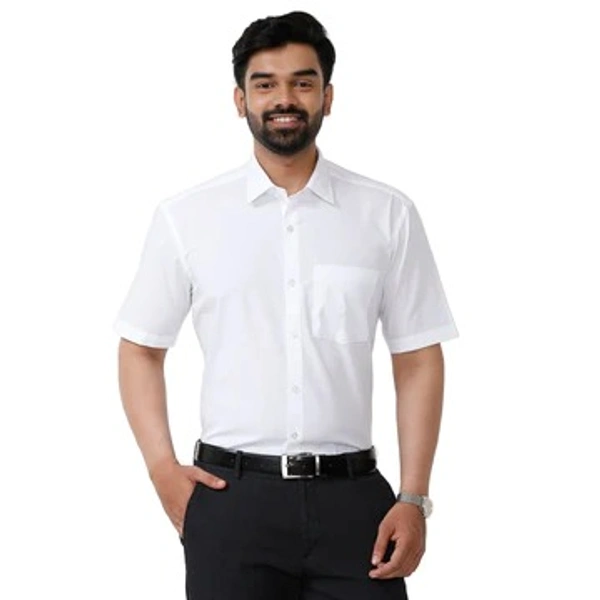 UATHAYAM WHITE SHIRT-GSR000215-HALF HANDS - 38, White
