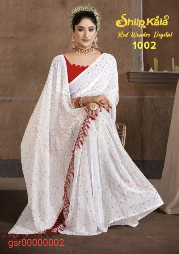 GSR Fancey Saree-GSR00000003 - White