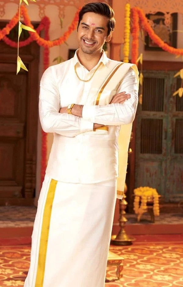 Minister White Shirt+Towel+Dhoti-GSR000227 - 40