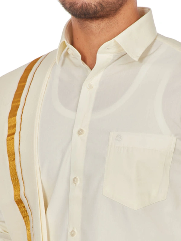 Minister White Flexi Dhoti+Shirt+Towel-GSR000230 - 40