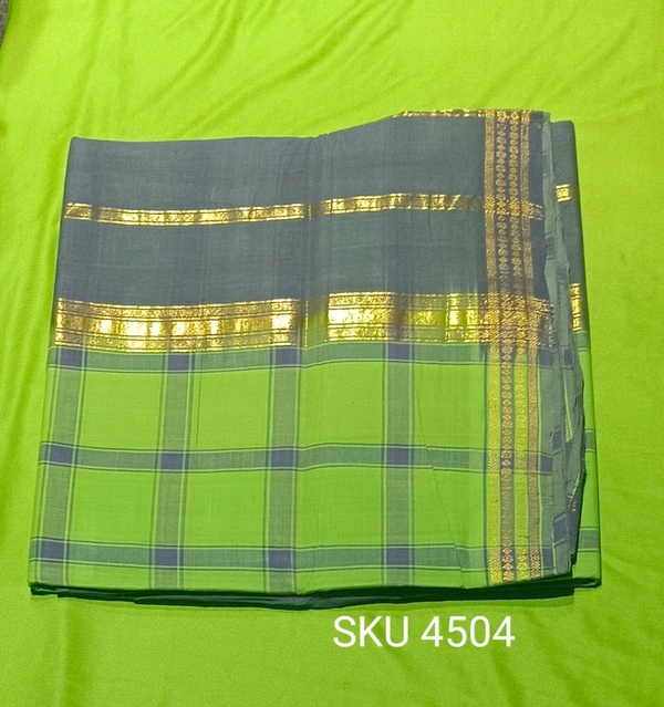SNEHA CHECK COTTON SAREE-SKU-4504 - COTTON