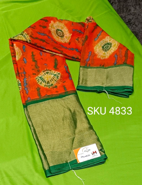 NSM CHIFFON SAREE-SKU-4833 - RED CHILLI
