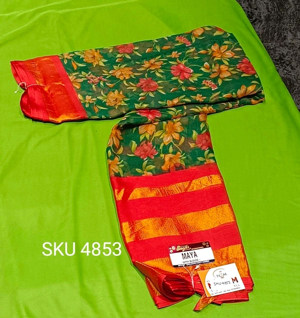 NSM CHIFFON SAREE-SKU-4853 - RED CHILLI