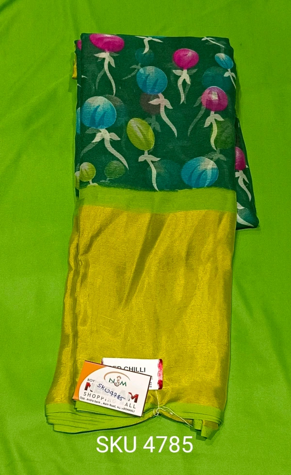 SAGAR CHIFFON SAREE-SKU-4785 - RED CHILLI