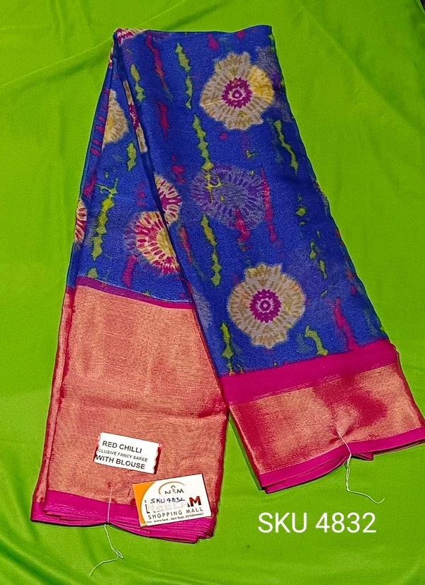 SAGAR CHIFFON SAREE-SKU-4832 - RED CHILLI