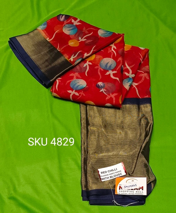 NSM CHIFFON SAREE-SKU-4829 - RED CHILLI