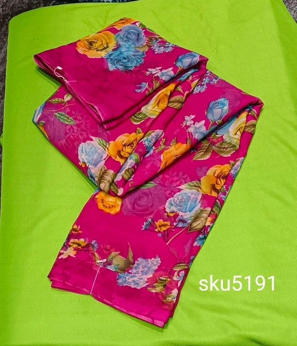 VISHNU POWDER  SAREE-SKU-5191 - ORANGE