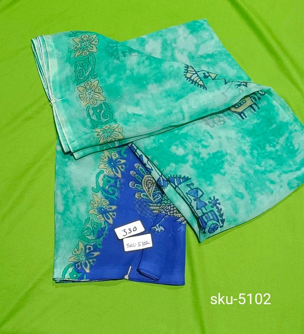 KALP FASHIONS POWDER  SAREE-SKU-5102 - NSM