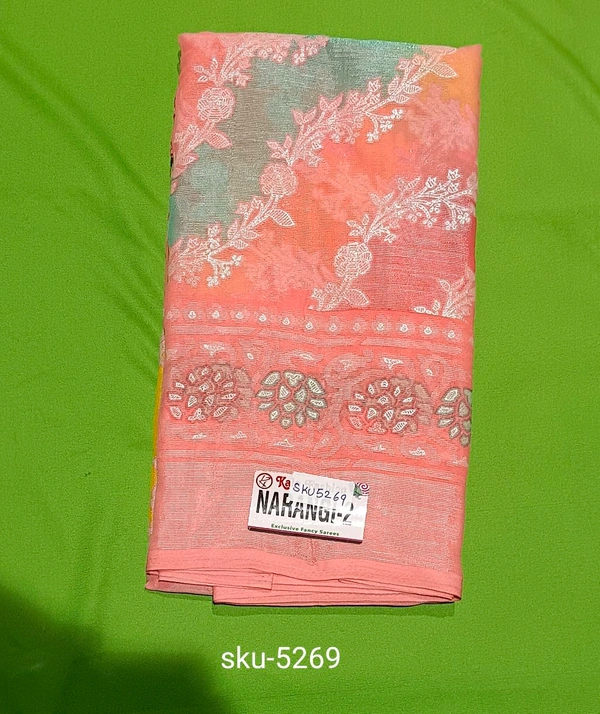 KALP FASHIONS BRASSO SAREE-SKU-5269 - NARANGI-2