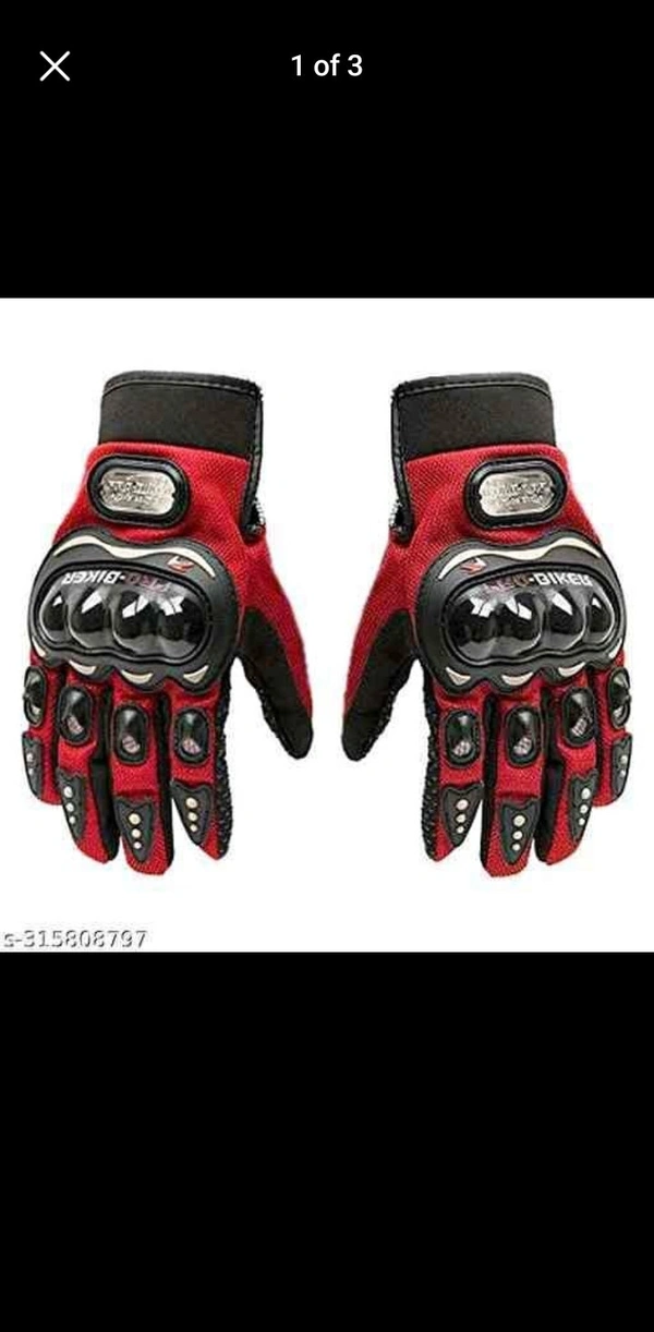 Rider Gloves  - Free Size Only For Adults, Bright Red
