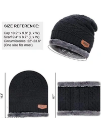 HRIDAY Unisex Winter Knit Beanie Cap Hat Neck Warmer Scarf(Pack of 1)  - Brown, Free Size
