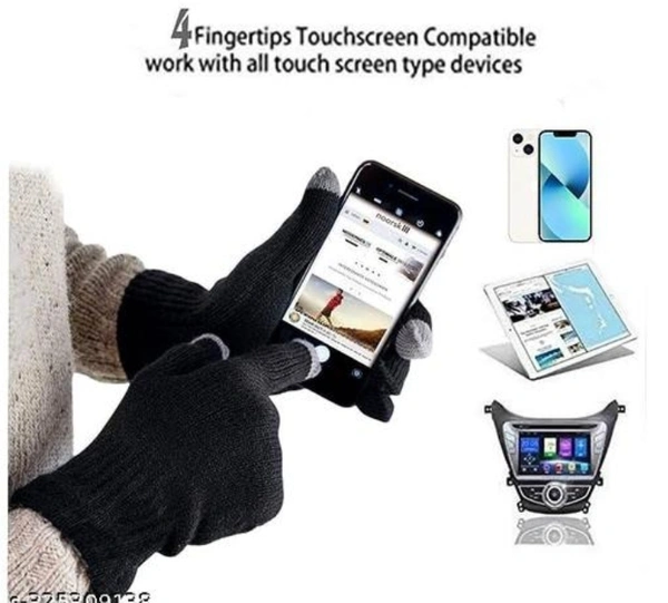 Men & Women Winter Cap with Touch screen winter Gloves - Pigment Indigo, Free Size
