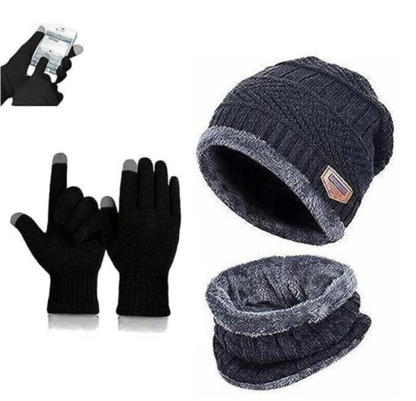 Men & Women Winter Cap with Touch screen winter Gloves - Dorado, Free Size