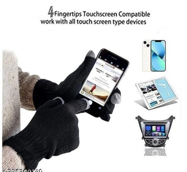Men & Women Winter Cap with Touch screen winter Gloves - Dorado, Free Size