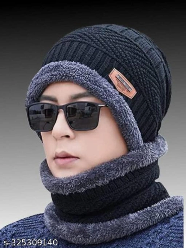 Men & Women Winter Cap with Touch screen winter Gloves - Dorado, Free Size