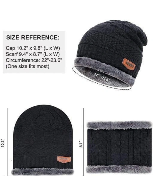Men & Women Winter Cap with Touch screen winter Gloves - Pigment Indigo, Free Size