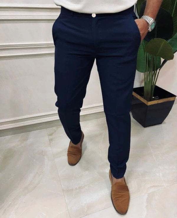 Zara Regular Fit Men Navy Blue Trousers - 32