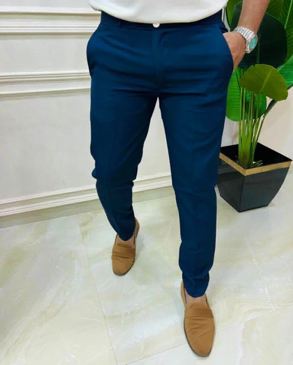 Zara Regular Fit Men Blue Trousers - 34