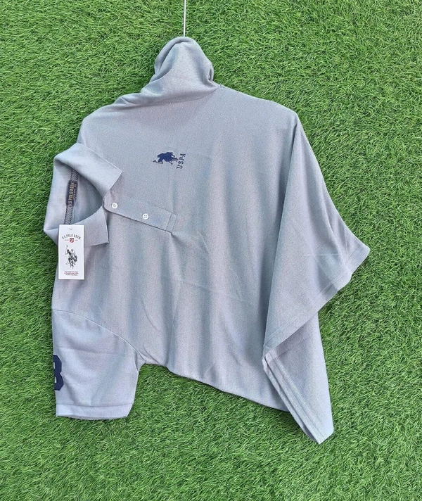 The Unity Style Cotton Solid Half Sleeves USPA Polo T-Shirt For Men – Gray - L-40