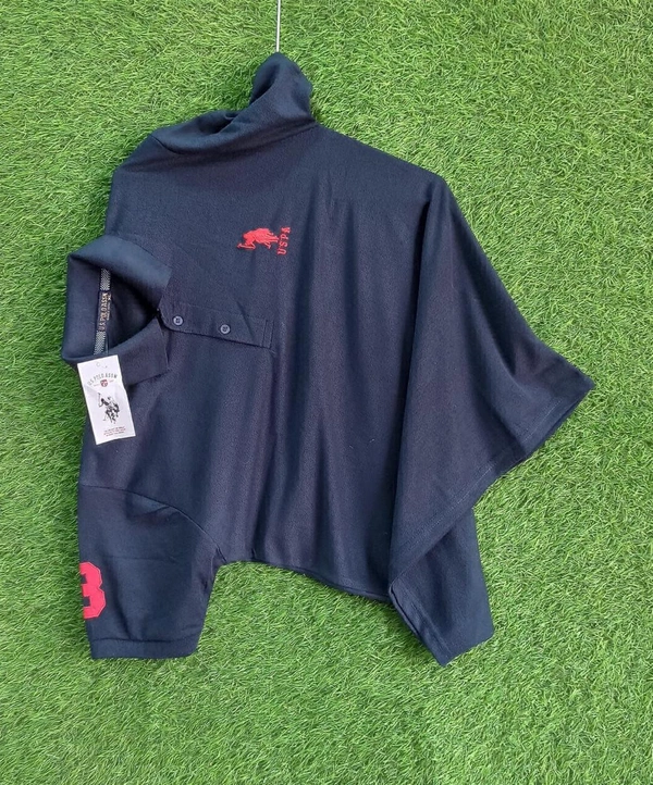 The Unity Style Cotton Solid Half Sleeves USPA Polo T-Shirt For Men – Navy Blue - XL-42