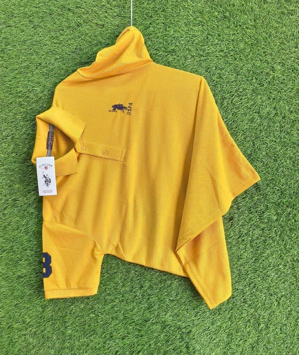 The Unity Style Cotton Solid Half Sleeves USPA Polo T-Shirt For Men – Yellow - XL-42