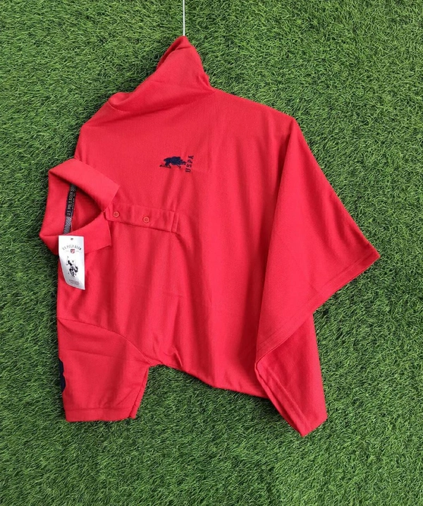 The Unity Style Cotton Solid Half Sleeves USPA Polo T-Shirt For Men – Red - L-40