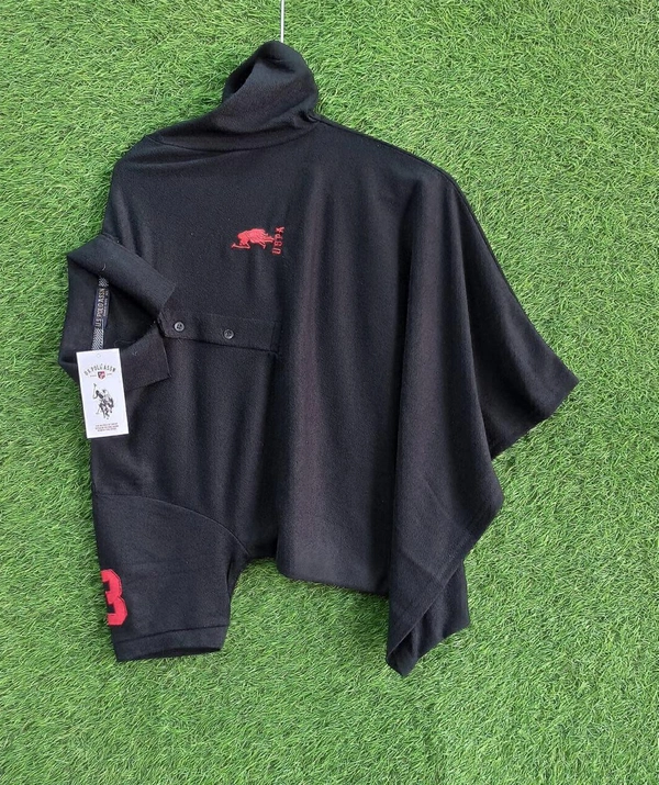 The Unity Style Cotton Solid Half Sleeves USPA Polo T-Shirt For Men – Black - XL-42