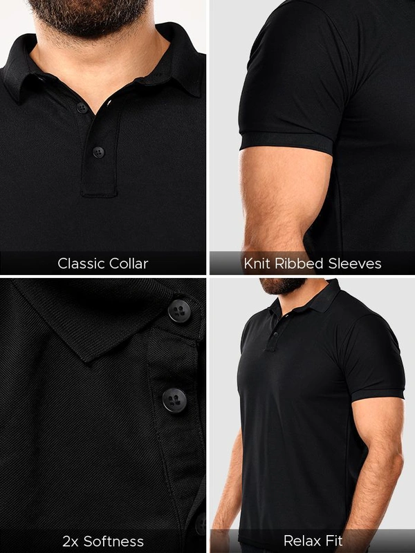 The Unity Style Bold Black Polo T- Shirt - Xl-42