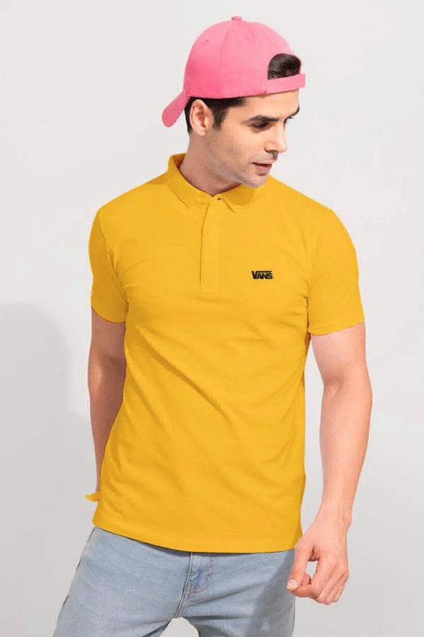 The Unity Style Yellow Solid Regular Fit Polo T-Shirt - XL-42