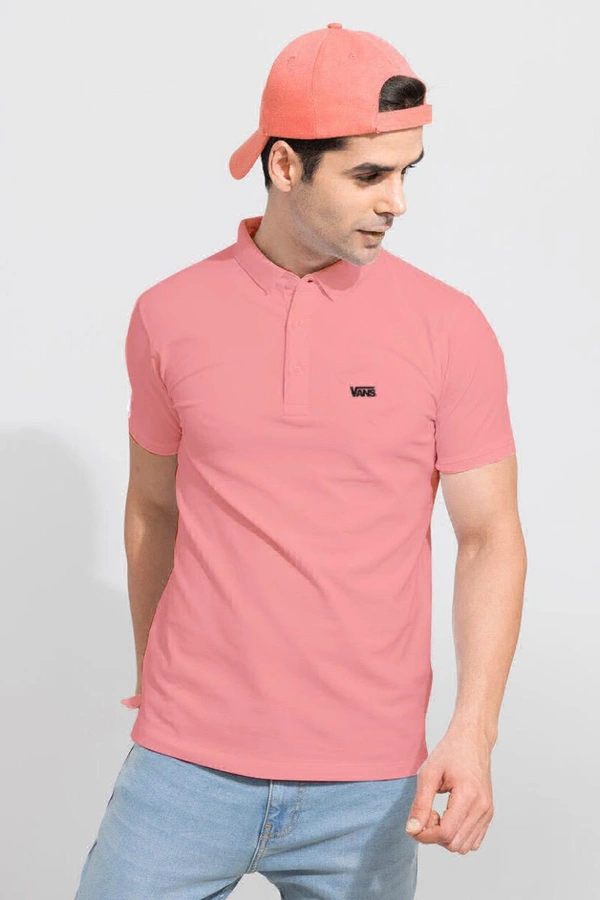 The Unity Style Pink Solid Regular Fit Polo T-Shirt - M-38