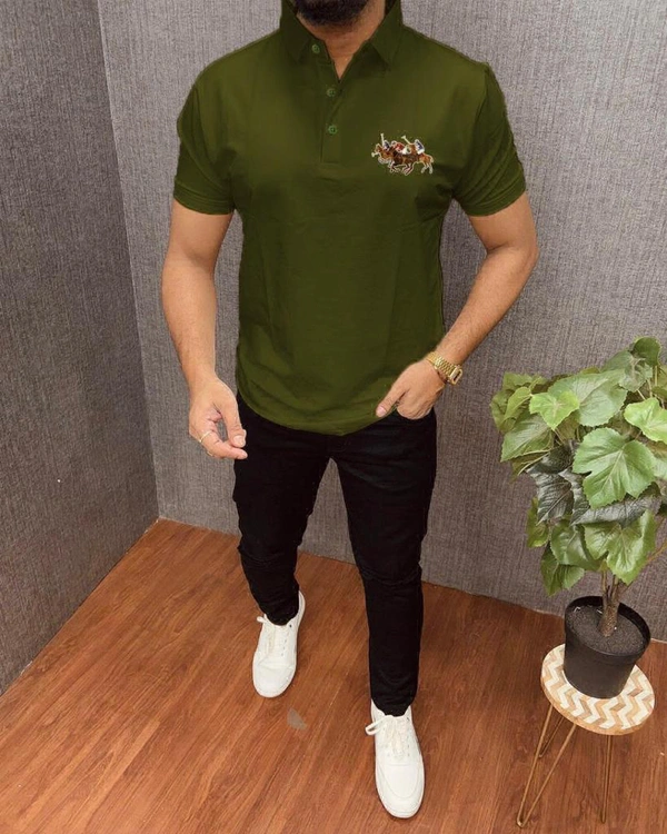 The Unity Style Cotton Solid Half Sleeves USPA Polo T-Shirt For Men – - XXL-44